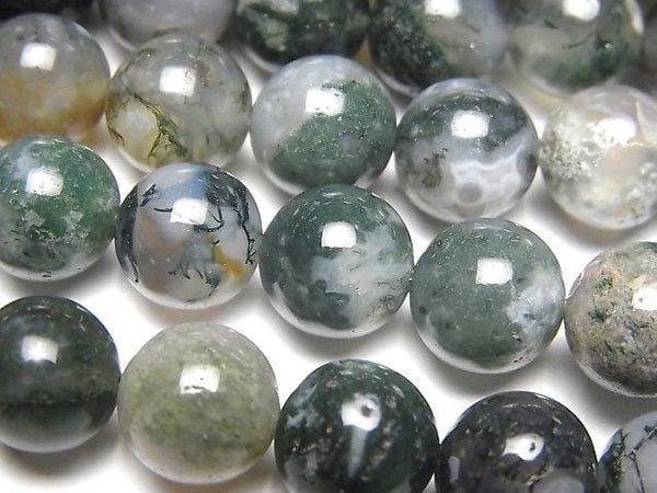Moss Agate  Round 10mm 1strand beads (aprx.14inch/35cm)