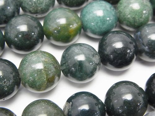 Moss Agate  Round 12mm 1strand beads (aprx.15inch/36cm)