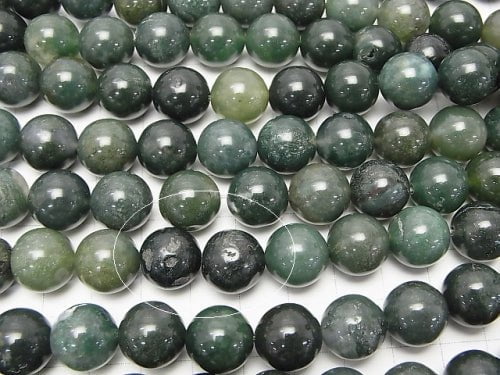 Moss Agate  Round 12mm 1strand beads (aprx.15inch/36cm)
