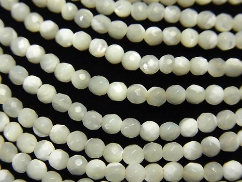 1strand $7.79! Mother of Pearl MOP Faceted Round 3mm White 1strand (aprx.15inch / 38cm)