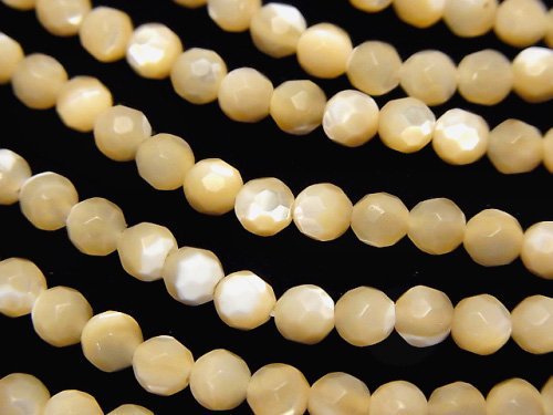 High Quality! Mother of Pearl MOP Beige Faceted Round 4mm 1strand beads (aprx.15inch/38cm)