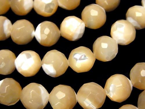 1strand $9.79! Mother of Pearl MOP 64 Faceted Round 8mm beige 1strand (aprx.15inch / 38cm)