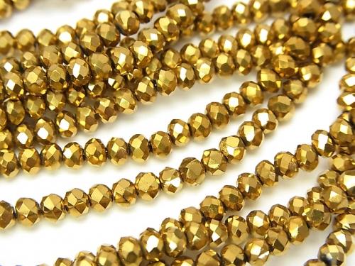 1strand $1.79! Glass Beads  Faceted Button Roundel 3x3x2mm Gold 1strand (aprx.15inch / 36cm)