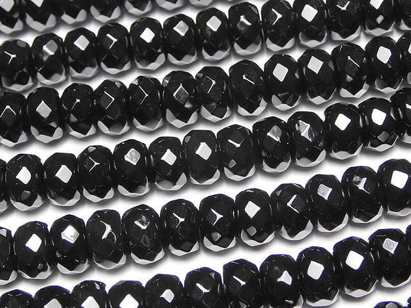 [Video] Onyx AAA Faceted Button Roundel 8x8x5mm 1strand beads (aprx.15inch / 36cm)