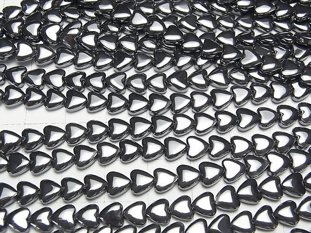 Hematite Vertical Hole Heart 6x6x3mm 1strand beads (aprx.15inch/38cm)