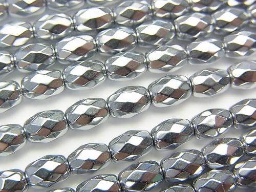 1strand $7.79! Hematite Faceted Rice 6 x 4 mm x 4 mm Silver coating 1 strand (aprx.15 inch / 38 cm)