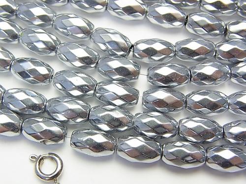 1strand $8.79! Hematite Faceted Rice 9x6x6mm Silver coating 1strand (aprx.15inch / 38cm)