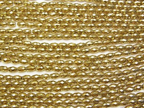 1strand $8.79! Hematite Faceted Rice 9 x 6 mm x 6 mm gold coating 1 strand (aprx.15 inch / 37 cm)