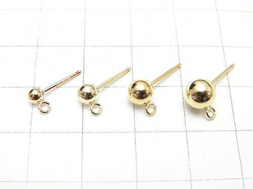 Earstuds Earrings with 14KGF Ring Round Balls 3,4,5,6mm 1pair - !