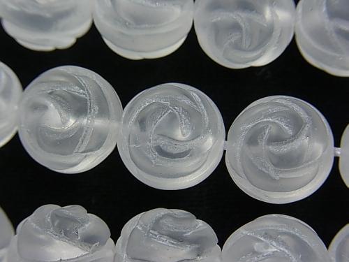 Frosted Crystal Quartz AAA Round Rose Cut 14mm half or 1strand (aprx.15inch/37cm)