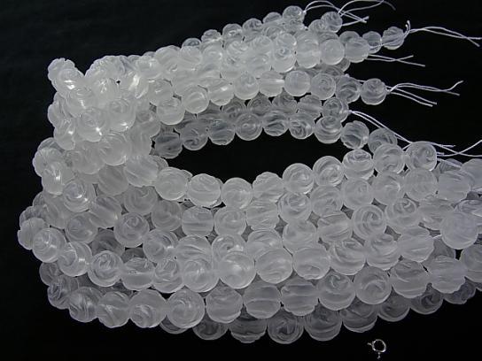 Frosted Crystal Quartz AAA Round Rose Cut 14mm half or 1strand (aprx.15inch/37cm)