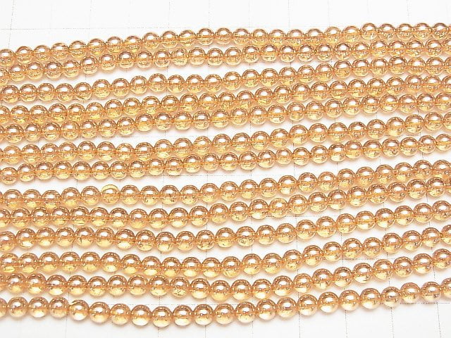 [Video]Champagne Aura Crystal Quartz AAA Round 4mm 1strand beads (aprx.15inch/38cm)