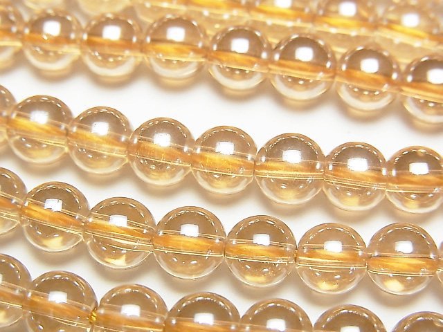[Video]Champagne Aura Crystal Quartz AAA Round 6mm 1strand beads (aprx.15inch/38cm)