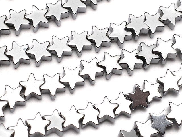 Hematite Star 4x4mm Silver Coated 1strand beads (aprx.15inch/37cm)