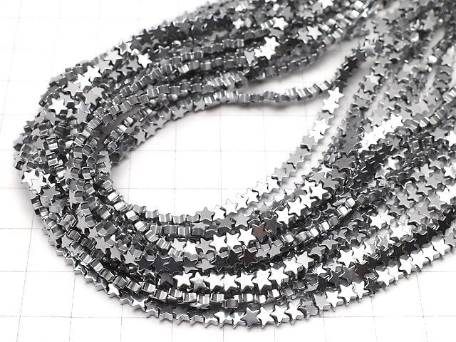 Hematite Star 4x4mm Silver Coated 1strand beads (aprx.15inch/37cm)