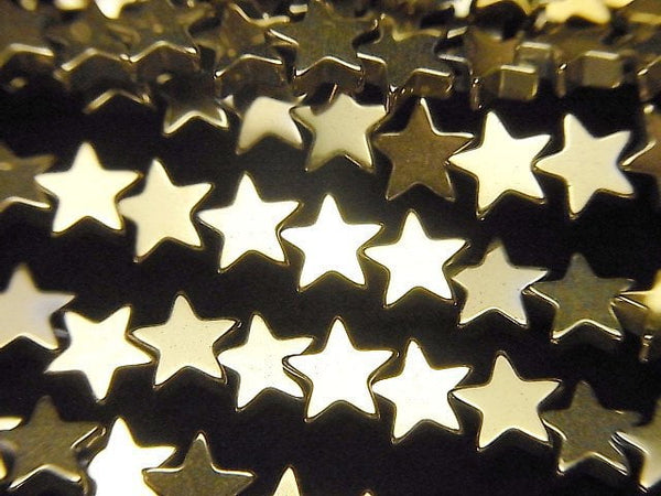 [Video] Hematite Star 6x6mm gold coating 1strand beads (aprx.15inch/37cm)
