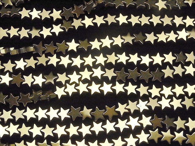 [Video] Hematite Star 6x6mm gold coating 1strand beads (aprx.15inch/37cm)