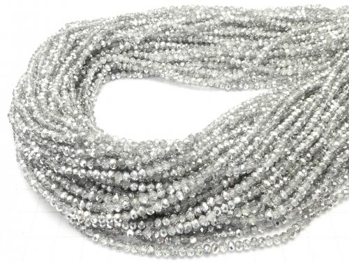 1strand $1.79! Glass Beads  Faceted Button Roundel 3x3x2mm Silver Half Coating 1strand (aprx.15inch / 38cm)