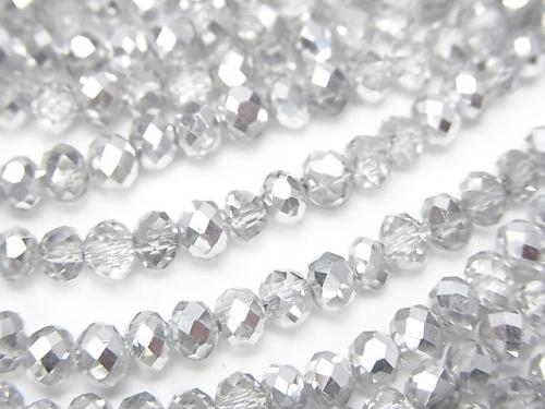 1strand $1.79! Glass Beads  Faceted Button Roundel 4 x 4 x 3 mm Silver Half Coating 1 strand (aprx.18 inch / 44 cm)
