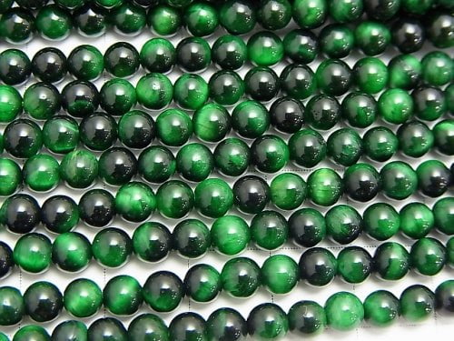 Green color Tiger's Eye AAA Round 4mm 1strand beads (aprx.15inch/36cm)