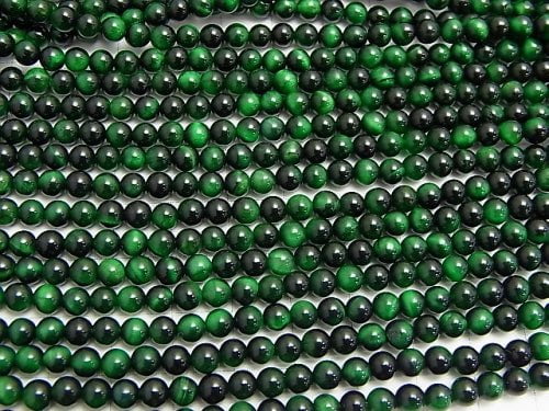 Green color Tiger's Eye AAA Round 4mm 1strand beads (aprx.15inch/36cm)