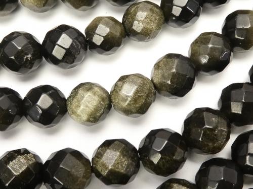 1strand $8.79! Golden Sheen Obsidian AAA 64 Faceted Round 8 mm 1strand (aprx.15 inch / 38 cm)