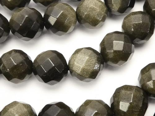 1strand $9.79! Golden Sheen Obsidian 64Faceted Round 10mm 1strand (aprx.15inch / 38cm)