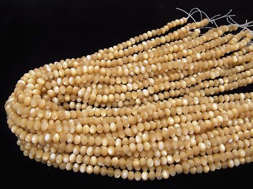 Mother of Pearl MOP Faceted Button Roundel 6 x 6 x 4 mm beige half or 1 strand (aprx.15 inch / 38 cm)