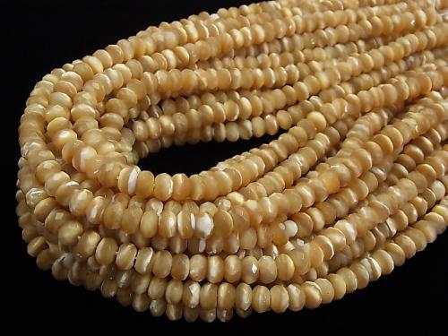 Mother of Pearl MOP Faceted Button Roundel 8 x 8 x 5 mm beige half or 1 strand (aprx.15 inch / 38 cm)