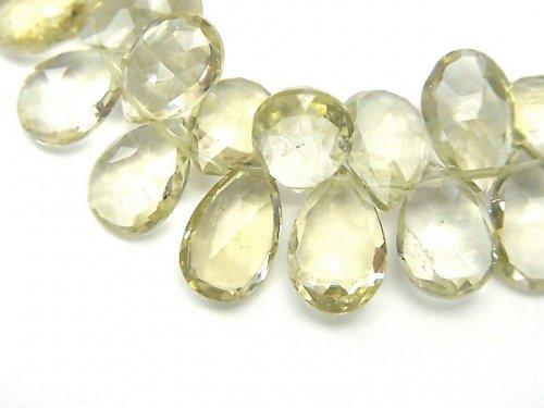 [Video] [One of a kind] High Quality Green Beryl AAA- Pear shape Faceted Briolette 1strand beads (aprx.6inch / 16cm) NO.1