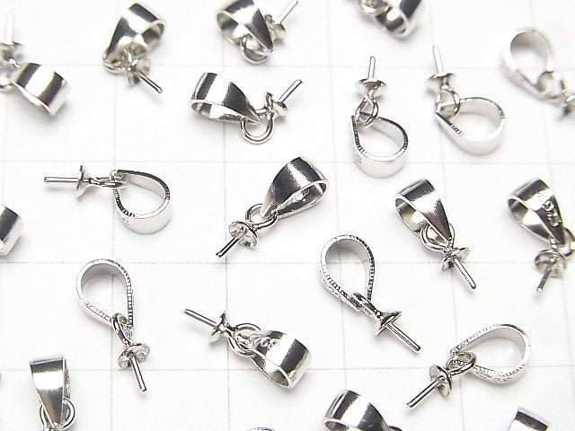 Screw Eye Rhodium Plated 5pcs with Silver925 Bail