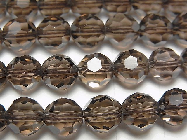[Video] Rare item! Smoky Quartz AAA+ "Buckyball" Faceted Round 8mm 1/4 or 1strand beads (aprx.15inch/38cm)