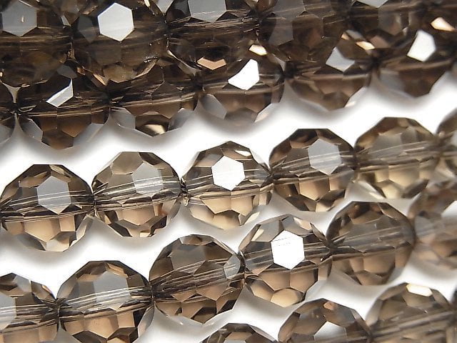 [Video]Smoky Quartz AAA+ "Bucky Ball" Faceted Round 10mm 1/4 or 1strand beads (aprx.15inch/38cm)