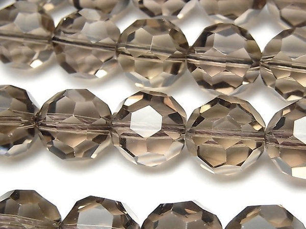 [Video] Rare item! Smoky Quartz AAA+ "Buckyball" Faceted Round 14mm 1/4 or 1strand beads (aprx.15inch/38cm)