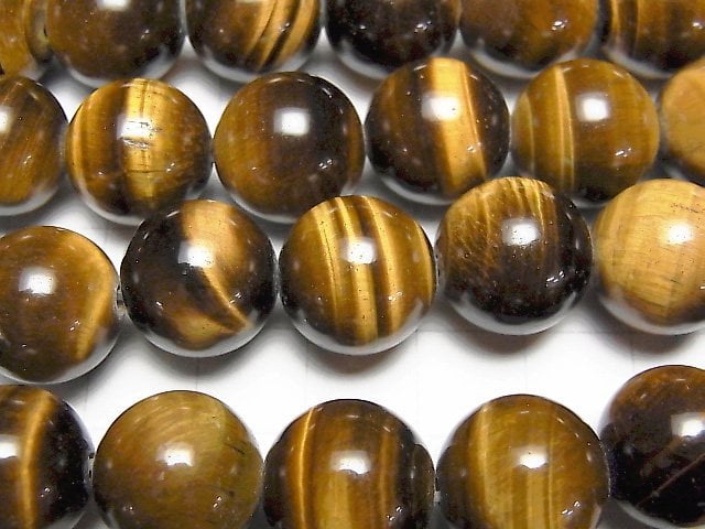 Yellow Tiger's Eye AA++ Round 14mm [2mm hole] half or 1strand beads (aprx.15inch / 36cm)