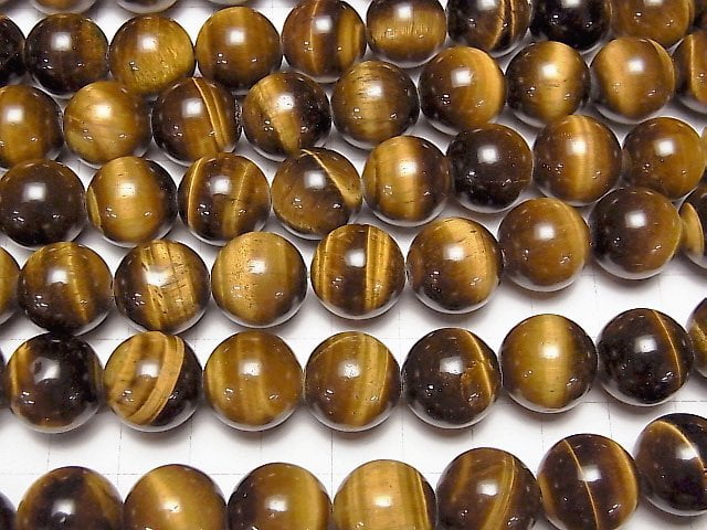 Yellow Tiger's Eye AA++ Round 14mm [2mm hole] half or 1strand beads (aprx.15inch / 36cm)