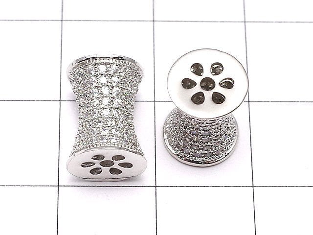 Metal parts Tube 11x8x8mm silver color (with CZ) 1pc