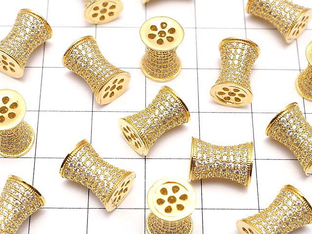 Metal parts Tube 11x8x8mm Gold color (with CZ) 1pc