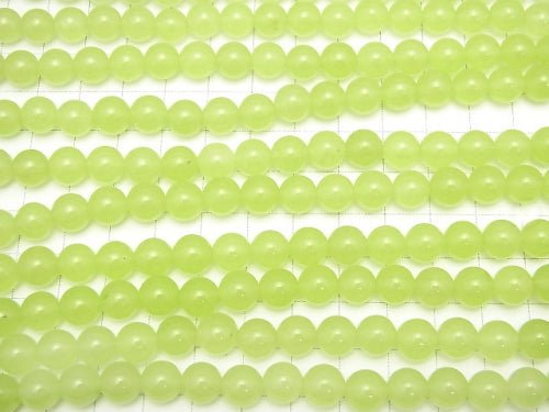 Yellow Green Jade Round 8mm 1strand beads (aprx.15inch/36cm)