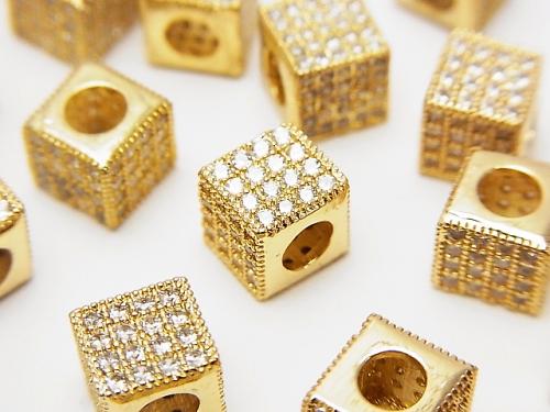 Metal Parts Cube 7 x 7 x 7 mm gold color (with CZ) 1 pc $4.19!