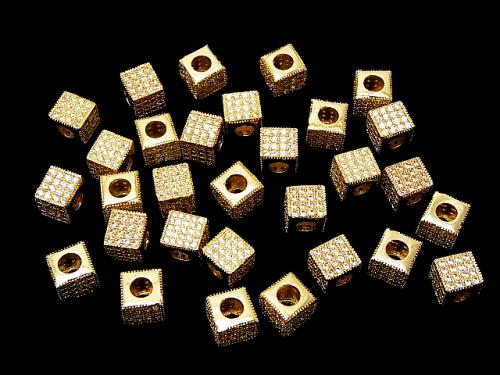 Metal Parts Cube 7 x 7 x 7 mm gold color (with CZ) 1 pc $4.19!