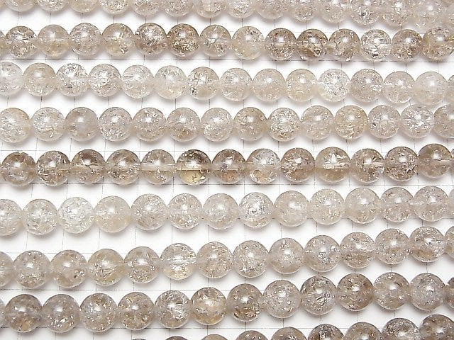 Crack Smoky Quartz Round 10mm half or 1strand beads (aprx.15inch/36cm)