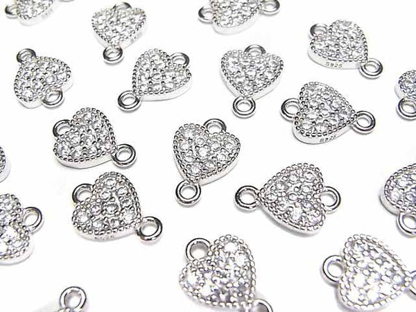 Silver925 joint parts heart motif (with CZ) 7x7x2mm 1pc