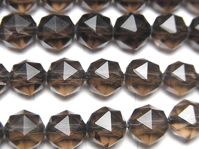 [Video]High Quality! Smoky Quartz AAA Star Faceted Round 8mm 1strand beads (aprx.15inch/37cm)
