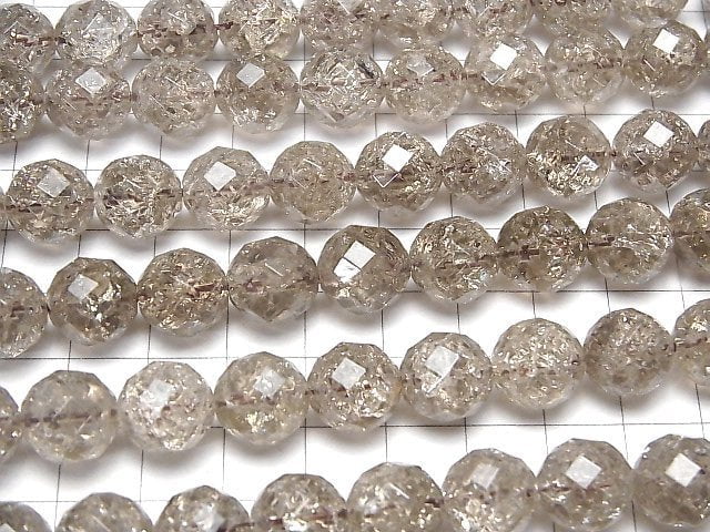 [Video] Crack Smoky Quartz 64Faceted Round 12mm half or 1strand beads (aprx.15inch/36cm)