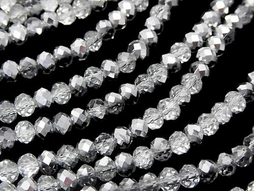 1strand $2.39! Glass Beads  Faceted Button Roundel 6x6x4mm Silver Half Coating 1strand (aprx.17inch / 42cm)