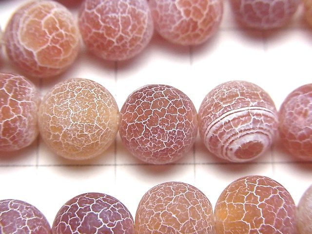 [Video]Frost Red-Orange Color Agate Round 10mm Antique Finish 1strand beads (aprx.15inch/36cm)