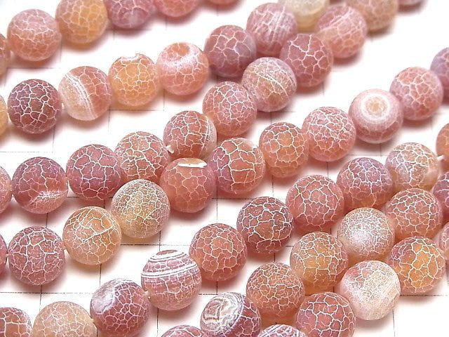 [Video]Frost Red-Orange Color Agate Round 10mm Antique Finish 1strand beads (aprx.15inch/36cm)