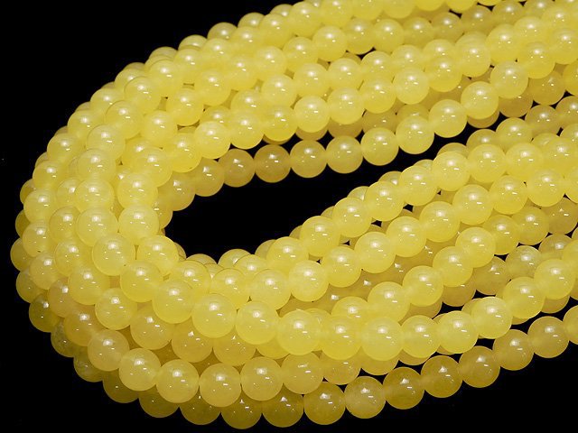 Yellow color Jade Round 8mm 1strand beads (aprx.15inch/37cm)