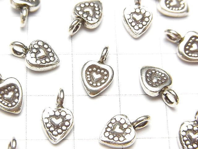 Karen Silver Heart Ornament Charm 11x6.5mm 2pcs